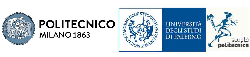loghi del Politecnico di Milano, dell'Università di Palermo e della Scuola Politecnica di Palermo